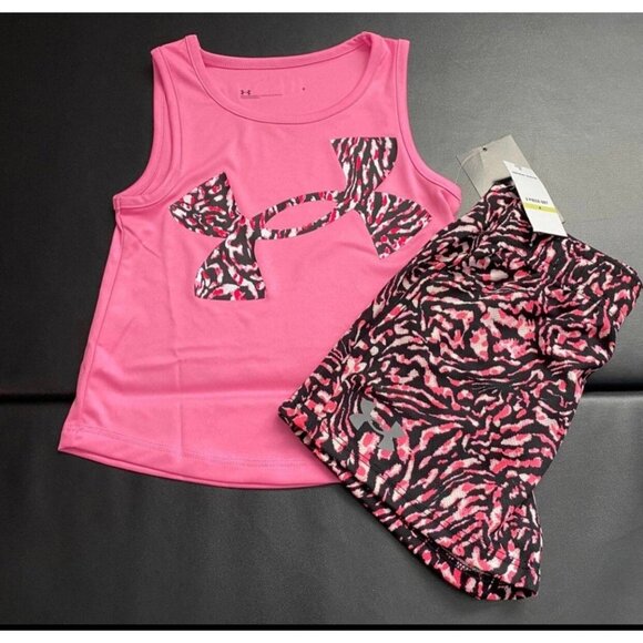 NWT Under Armour Animal Print Athletic Set Girls Size 4 - Picture 1 of 3